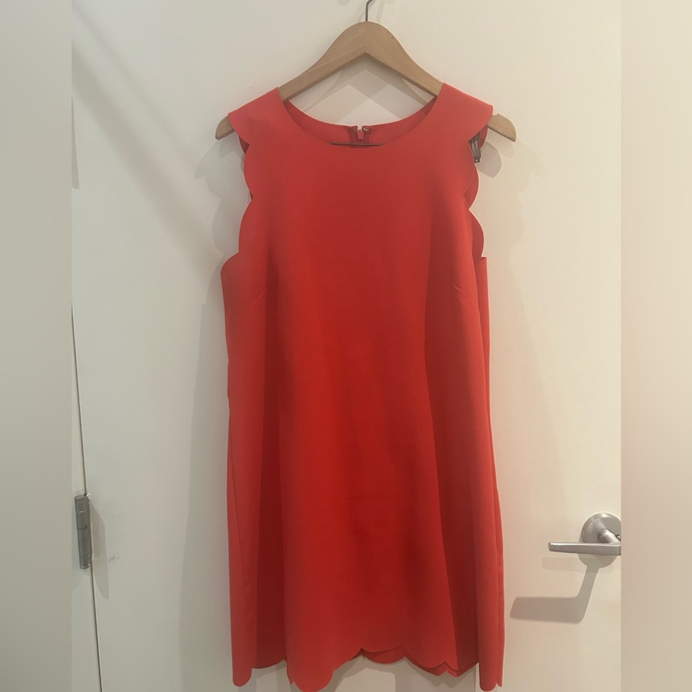 J. Crew coral scalloped dress